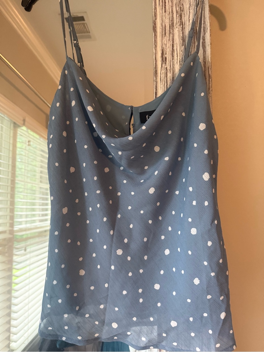 fab'rik Blue Polka Dot Cowl Neck Camisole